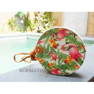 fashion circle sling handbag floral decorative 